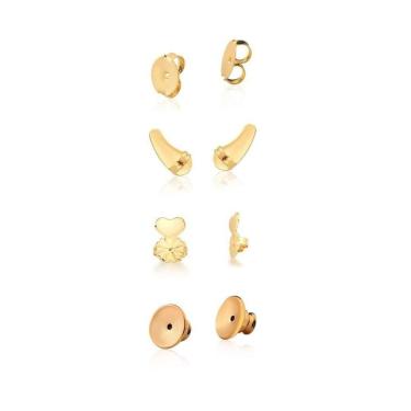 Imagem de Kit 4 Pares De Tarraxas Para Brincos Banhada Em Ouro 18k - Tarracha