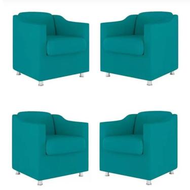 Imagem de Kit 4 Poltronas Bia Decorativa Reforçada Recepção Clinica Salão Sala De Estar Suede