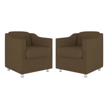 Imagem de Kit 2 Poltronas Bia Decorativa Reforçada Recepção Clinica Salão Sala De Estar Suede