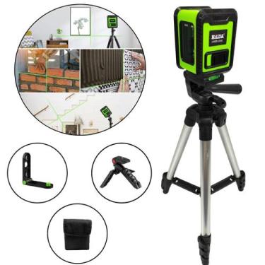 Imagem de Nível Laser 2 Linhas Verde Tripé Suporte Esquadro Prumo HILDA