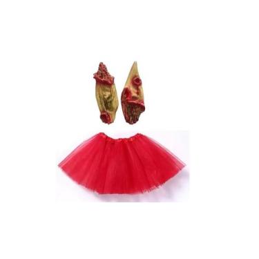 Imagem de Fantasia diabinha saia e orelha latex vermelha halloween - MC PRESENTE