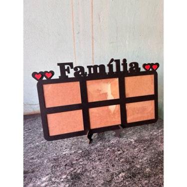 Imagem de Porta-Retrato Família em MDF  Decoração e Amor 3 fotos família:6 fotos