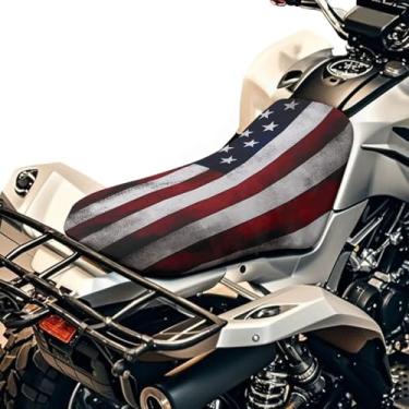Imagem de SEANATIVE Capa de assento de quadriciclo bandeira americana capa de assento de quatro rodas resistente à água universal compatível com a maioria das almofadas de assento de motocicleta respirável ATV