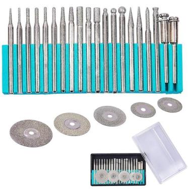 Imagem de Kit 25 Disco De Corte E Ponta Diamantada Para Micro Retífica - Dremax