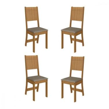 Imagem de Kit 4 Cadeiras Evora Freijo Tecido Velveten Cacau Indekes - INDÉKES