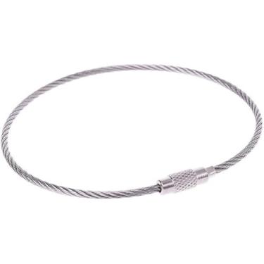 Imagem de Corda De Fio De Aço, Chaveiro De Arame, Chaveiro De Fio De Aço Inoxidável Círculo De Cabo Em Branco Para Diy Chaveiro Jóias Fazendo Para Dividir O Porta-chaves, One Color, 15cm