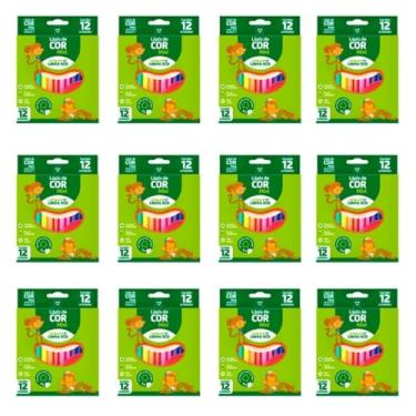 Imagem de Lapis De Cor Sextavado Eco 12cores Curto - Pacote com 12, Leonora, 4225, Multicor