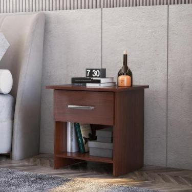 Imagem de Mesa de Cabeceira Ditália 1 Gaveta DM-127 Cozy, Tabaco