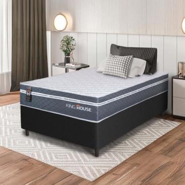 Imagem de Conjunto Box Preto Cairo Cinza Molas Ensacadas Solteiro 88x188x64 - King House