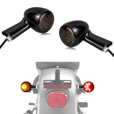 Imagem de QUASCO Luz de seta traseira para motocicleta, luz de seta de LED fumê Luzes de freio integradas compatíveis com Harley Davidson Sportster XL 883 1200 1992-2019