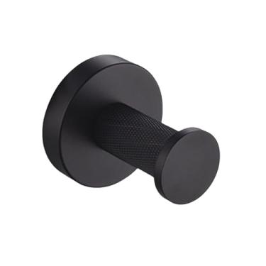 Imagem de Conjunto de banheiro de parede em aço inoxidável preto fosco com toalha, escova de vaso sanitário, saboneteira e gancho para roupão, acessórios de decoração (gancho para roupão individual)