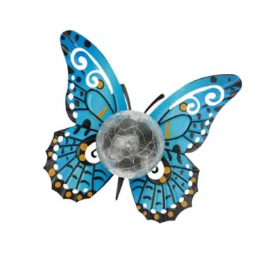 Imagem de Bothyi Lâmpada solar em formato de borboleta, lâmpada de gramado movida a energia solar, decoração de jardim ao ar livre, arte de ferro para presente, festa