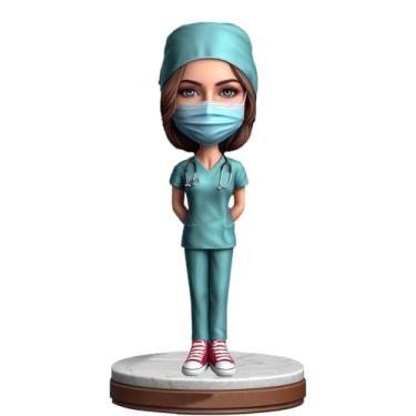 Imagem de Trabalho médico que balança a cabeça feita à mão a partir da sua foto, doce presente para mãe, namorada, irmã, decoração fofa para enfermeiras, presente ideal para mulheres que apoiam a saúde