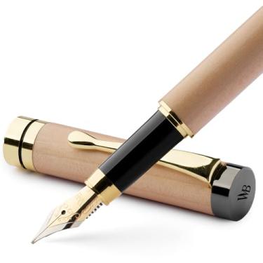 Imagem de Wordsworth & Black Conjunto de canetas-tinteiro, madeira de bambu de luxo - ponta fina, estojo de presente; inclui 6 cartuchos de tinta, conversor de refil de tinta, diário, caligrafia; desenho,