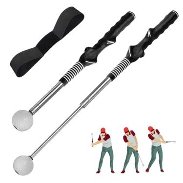 Imagem de Xamanabu Auxiliar retrátil de treinamento de swing de golfe, treinador de aderência de golfe - Bastão de treino telescópico flexível com feedback de clique para destros, uso interno/externo - melhora