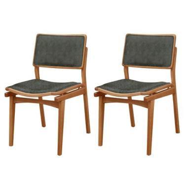 Imagem de Conjunto com 2 Cadeiras em Madeira Eloa Jade / Imbuia Natural - Mobila