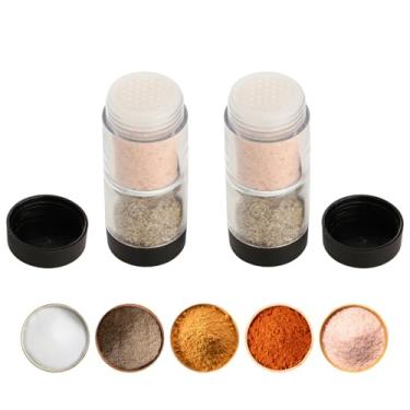 Imagem de Sunmei Conjunto de saleiro e pimenteiro à prova de umidade, coqueteleira portátil 2 em 1 com tampa hermética, perfeito para acampamento, cozinha, viagens, acampamento, trailer, ar livre, mochila