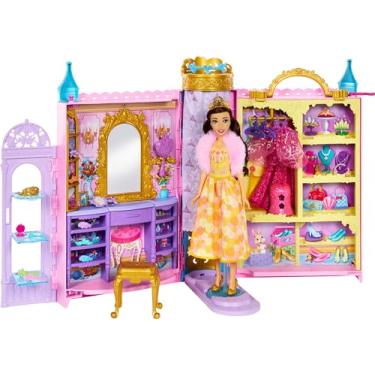 Imagem de Disney Princesa, Conjunto de Brinquedo Armário Mágico com Penteadeira, 1 Boneca Bela e Mais Acessórios, Para crianças a partir de 3 anos