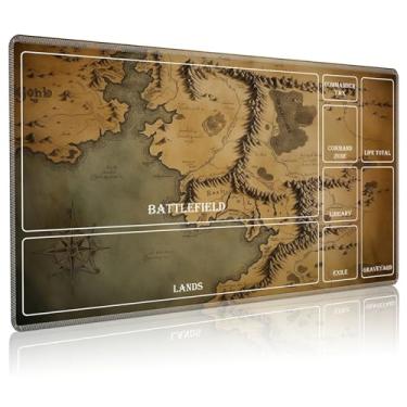 Imagem de BREIDMKFM Playmat for MTG with Magic Zones, 24 x 14 inches Game Play Mat for MTG TCG, Trading Card Game Play Mat Desk Mats with Stitched Edges Non-Slip Base, Land Map