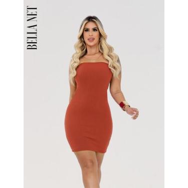 Imagem de Vestido sem alça Tubinho Curto Bandeau Sem Alças Tecido Grosso Anarrug