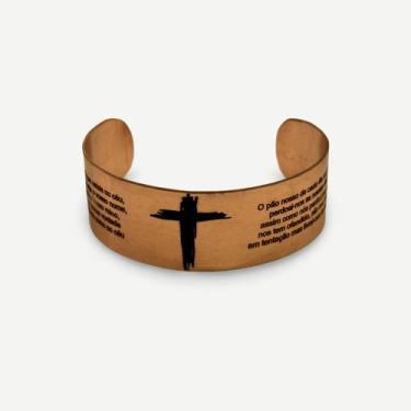 Imagem de Bracelete Pulseira Cobre Puro Masculina Feminina Cruz Cristo - Full Ec