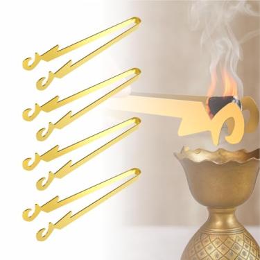 Imagem de Pinça de queimador de incenso de metal - cabo floral banhado a ouro para cones de incenso, varas e carvão, presente muçulmano estilo árabe, conjunto de 4 peças (B)