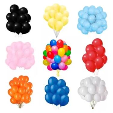 Imagem de Balão Colorido Tamanho 9 Liso Bexiga Aniversário 50un Festa (Sortido)