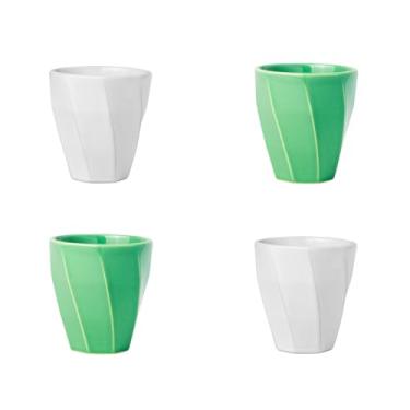 Imagem de Conjunto 4 Copos Cerâmicos Louça 260ml Design Moderno, Ideal para Café, Chá, Bebidas Quentes, Porta Objetos e Escovas - E-FCS Store (Branco/Tifani)