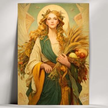 Imagem de Quadro Decorativo Deméter Deusa - Mitologia - Bruxaria - Wicca - Já com Fita Adesiva (28x20cm)
