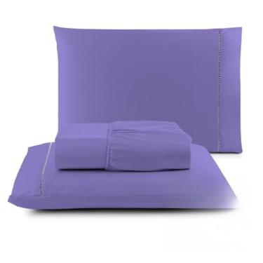 Imagem de Super soft 400 fios conjunto de roupa de cama agulha fina conjunto de luxo(LILAS,Solteiro)