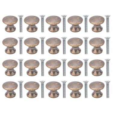 Imagem de Joyzan Mini caixa de joias decorativa caixa no peito gaveta armário puxador de porta redonda, 20 peças puxadores de gaveta de armário com parafusos puxador de metal bronze vintage para porta armário armário armário