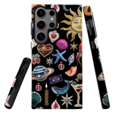 Imagem de DAIZAG Capa para Samsung Galaxy S24 Ultra, capa de proteção de nível militar, estética de colagem de frutas e conchas de tubarão (brilhante)