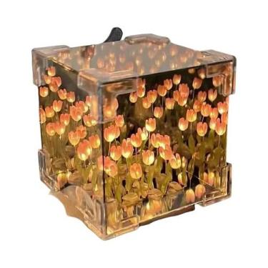 Imagem de Tulipa Flor Mar Cubo 3D Lâmpada Noturna DIY Criativa Pequena Lâmpada P