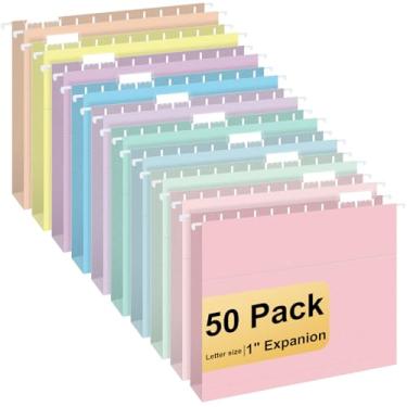 Imagem de Pastas de arquivo suspensas, pacote com 50 pastas de arquivo suspensas tamanho carta com abas de corte 1/5, mantenha-se organizado para sua casa e escritório, arquivos em massa, documentos e papel