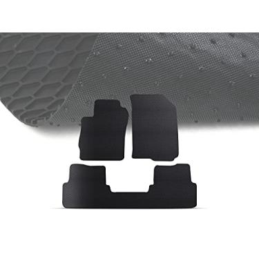 Imagem de Armordillo Tapetes de borracha hexagonais Honeycomb para todos os climas, 3 peças, compatível com Chevy Sonic Hatchback 2012-2020|Preto|Preto