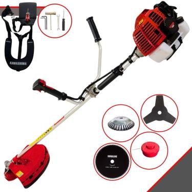 Imagem de Roçadeira Lateral Completa Kawashima KW43L Motor 2T 43cc 10000rpm 1,7HP de Potência Com Carretel e Faca 3 Pontas + Faca 80 Dentes + Escova de Aço