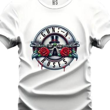 Imagem de Camiseta Personalizada do P ao G3 Guns N' Roses Fio 30.1 - Hs, Branco,