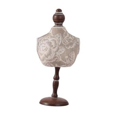 Imagem de simhoa Expositor de joias, busto, colar, manequim, suporte, corrente, organizador, modelo de manequim para exposição, loja, casamento, negócios, showroom, 16x36cm com Flor