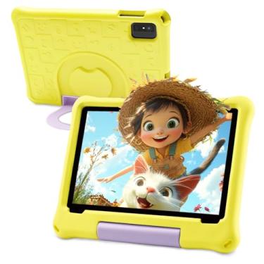 Imagem de Ruufuuxy Tablet infantil, tablet Android 15 para crianças de 10 polegadas com capa, Octa-Core, 8 GB + 64 GB, tablets Android expansíveis TF de 1 TB para crianças, controle parental, câmera dupla, WiFi