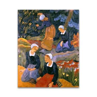 Imagem de RYLJCZ Reprodução de pinturas a óleo Paul Sérusier - Quatro jovens - Impressão de arte de paisagem vintage - Arte de parede em tela para decoração de casa e escritório 55 x 77 cm (21,6 x 30,3 pol) sem