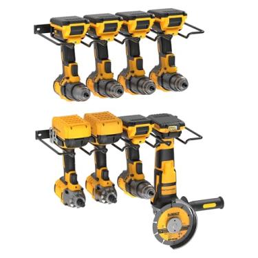 Imagem de UNITEDPOWER Suporte organizador de ferramentas elétricas montado na parede, rack de armazenamento utilitário resistente para ferramentas manuais alimentadas por bateria, furadeira sem fio, oficina