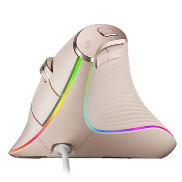 Imagem de Mouse Nulea M504 com fio vertical USB ergonômico 4 DPI 11 RGB rosa