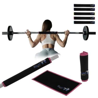 Imagem de The Squat Towel | Envoltório de agachamento (curto) | Envoltório de almofada de barra fina. Abraça-a-barra. Fixa-se a halteres padrão e olímpicos. Ótimo para agachamentos, estocadas e dia das pernas.