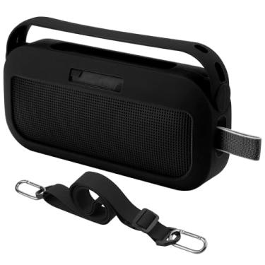 Imagem de TXEsign Capa de silicone para alto-falante portátil Bose SoundLink Flex 2ª geração com alça plugue antipoeira bolsa de transporte para Bose SoundLink 2 (preto)