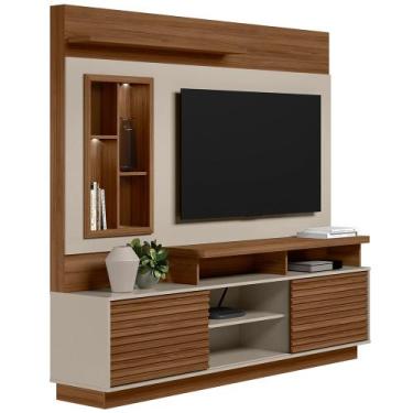 Imagem de Estante Painel Para TV 60 Pol Com LED 200cm Bacchi L05 Jatobá Off Whit
