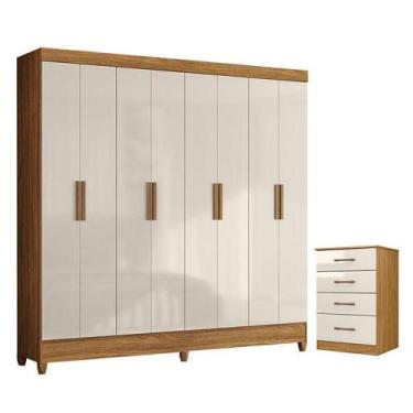 Imagem de Guarda Roupa Casal Marajó e Cômoda MS913 Freijó Off White  Moval