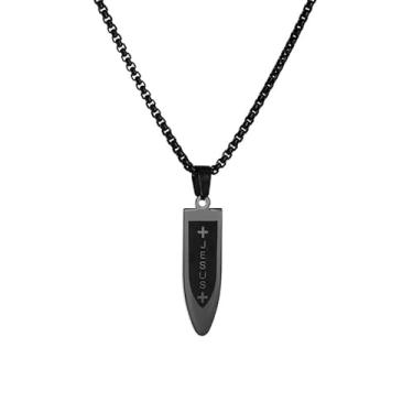 Imagem de Colar de cruz de aço inoxidável para homens e mulheres banhado a ouro 18 k Bullet Dog Tag Colar pingente de titânio crucifixo Jesus colares personalizados hip hop joias presentes, Aço inoxidável, Sem