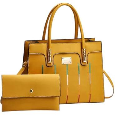 Imagem de Bolsa Feminina my Ek Luxo C/carteira- Linha Diamante (Amarelo)