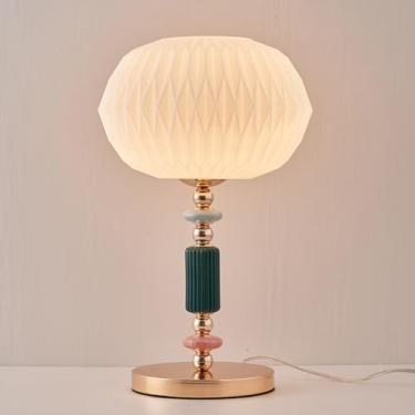 Imagem de FALINNEAD Abajur de vidro branco leite candeeiro de mesa moderno de metal com interruptor de cabo de tomada para quarto e sala de estar