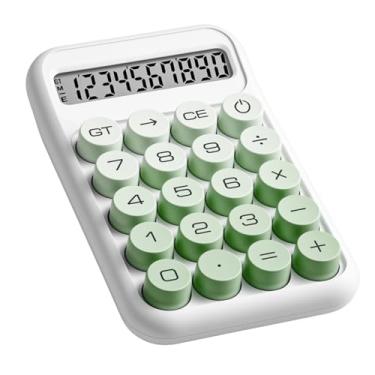 Imagem de Pacote com 1 calculadora de interruptor mecânico com tela LCD grande de 10 dígitos, linda calculadora básica com botão grande, grampeador antiderrapante, cálculo preciso para casa, escola, escritório